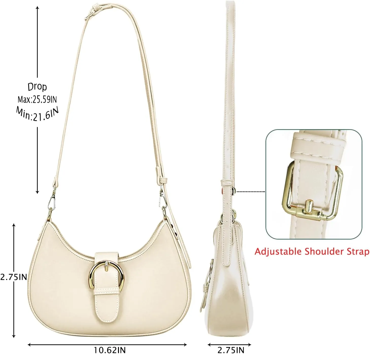 Crescent Bag for Women Small Shoulder Purses Leather Zip Handbag Crossbody Bags Cute Hobo Tote Bag