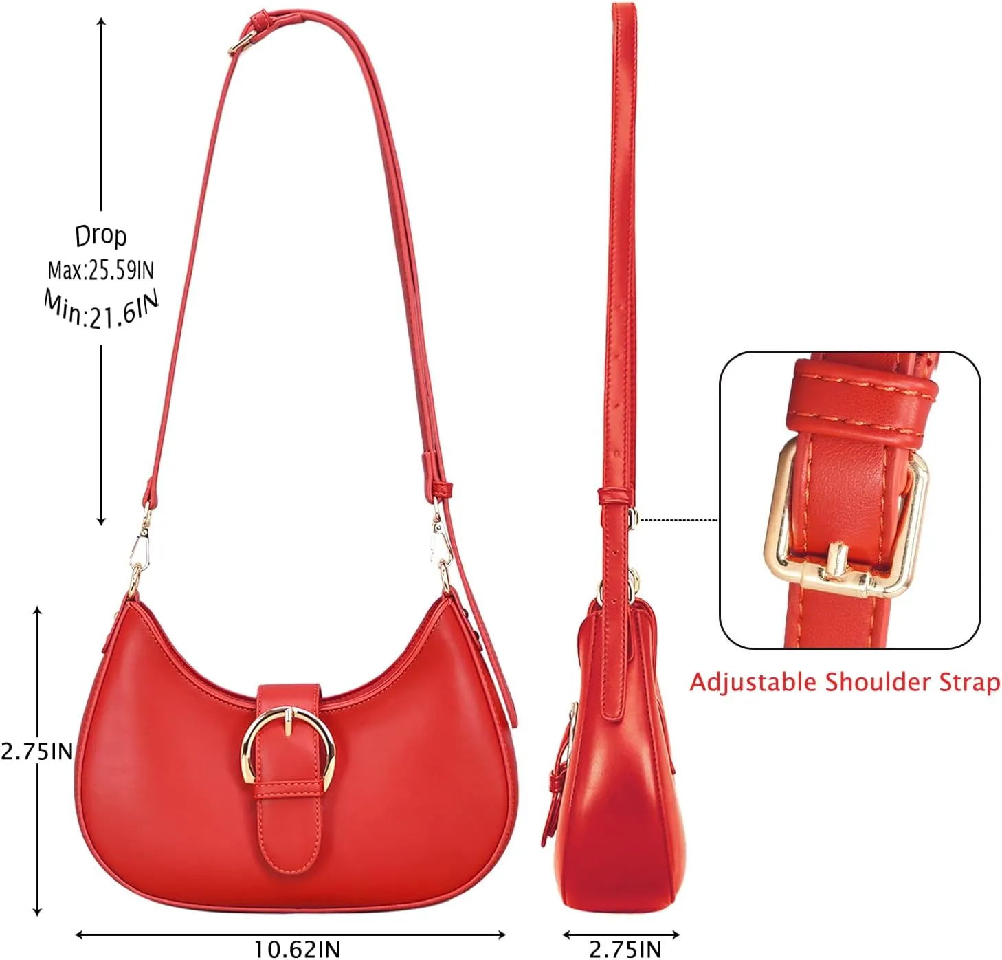 Crescent Bag for Women Small Shoulder Purses Leather Zip Handbag Crossbody Bags Cute Hobo Tote Bag