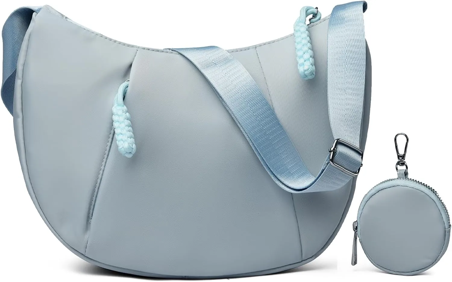 Crescent Shoulder Bag for Women Nylon Crossbody Purses Trendy Hobo Bags Medium Sling Bag Travel Slouchy Dumpling Bag