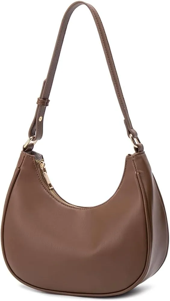 Crescent Shoulder Bags for Women Cute Hobo Tote Handbag Under the Arm Purses Mini Clutch Purse with Zipper Closure