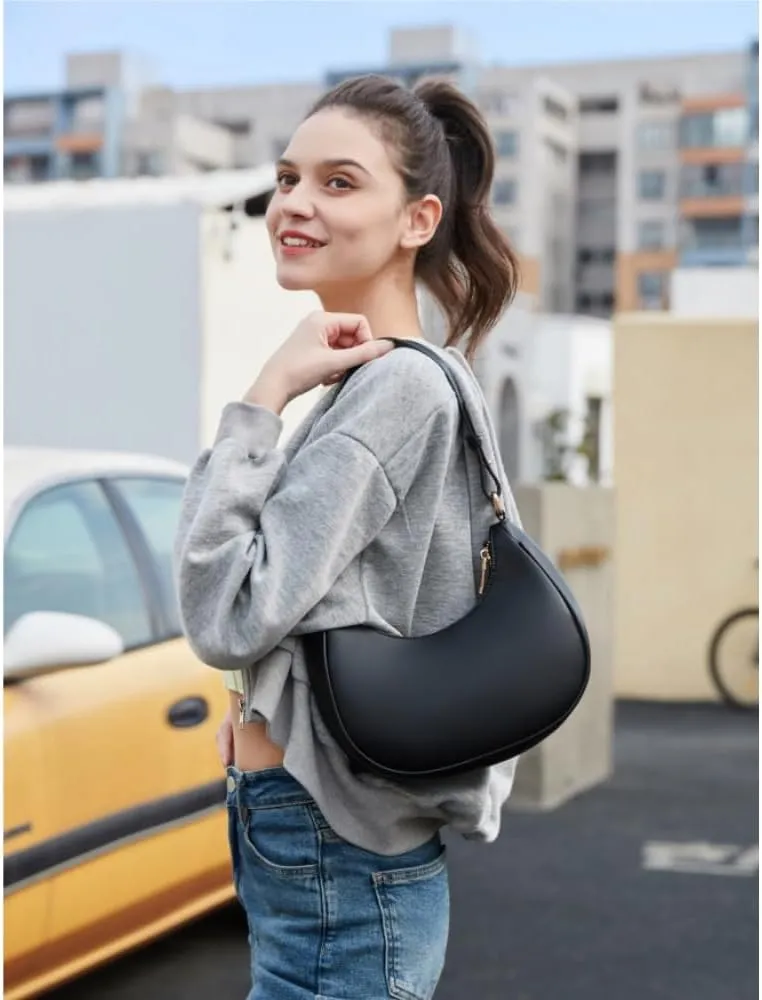 Crescent Shoulder Bags for Women Cute Hobo Tote Handbag Under the Arm Purses Mini Clutch Purse with Zipper Closure