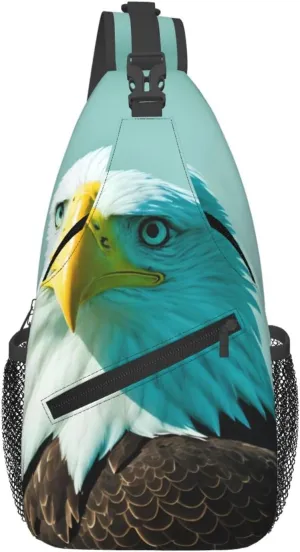 Cross Chest Bag Diagonally for Men and Women - Lightweight and Durable with High Storage Capacity Brave Eagle Pattern, Black, One Size