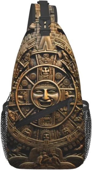 Cross Chest Bag Diagonally for Men and Women - Lightweight and Durable with High Storage Capacity Mayan Calendar End of The World Printing, Black, One Size