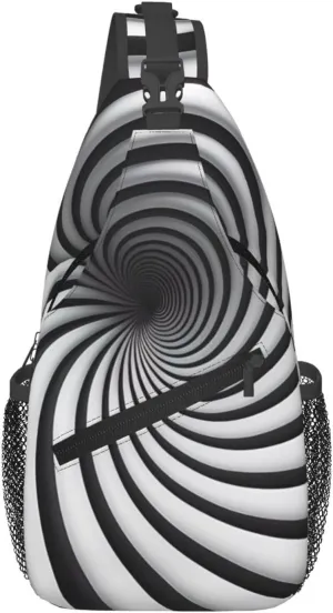 Cross Chest Bag Diagonally for Men and Women - Lightweight and Durable with High Storage Capacity spiral optical illusion gif Picture, Black, One Size