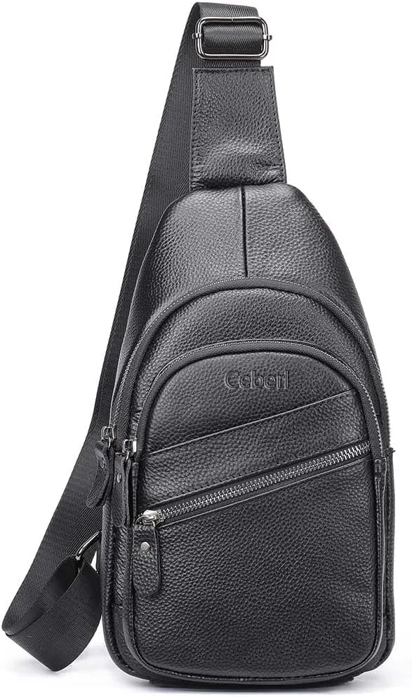 Crossbody Anti-Theft Sling Bag for Men Women,Casual Shoulder Backpack Waterproof Chest Daypack with USB Charging Hole (BLACK3)