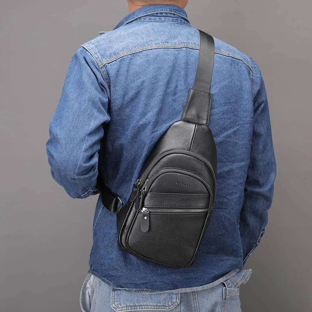 Crossbody Anti-Theft Sling Bag for Men Women,Casual Shoulder Backpack Waterproof Chest Daypack with USB Charging Hole (BLACK3)
