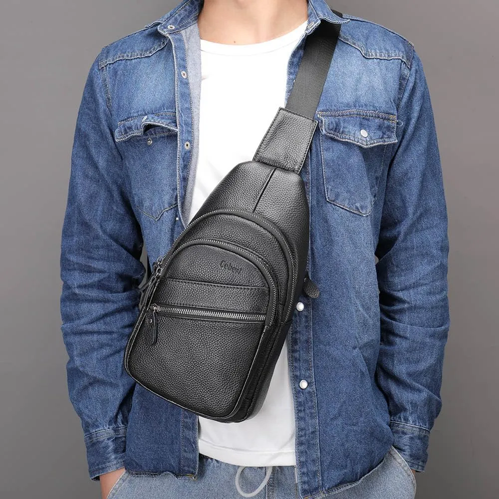 Crossbody Anti-Theft Sling Bag for Men Women,Casual Shoulder Backpack Waterproof Chest Daypack with USB Charging Hole (BLACK3)