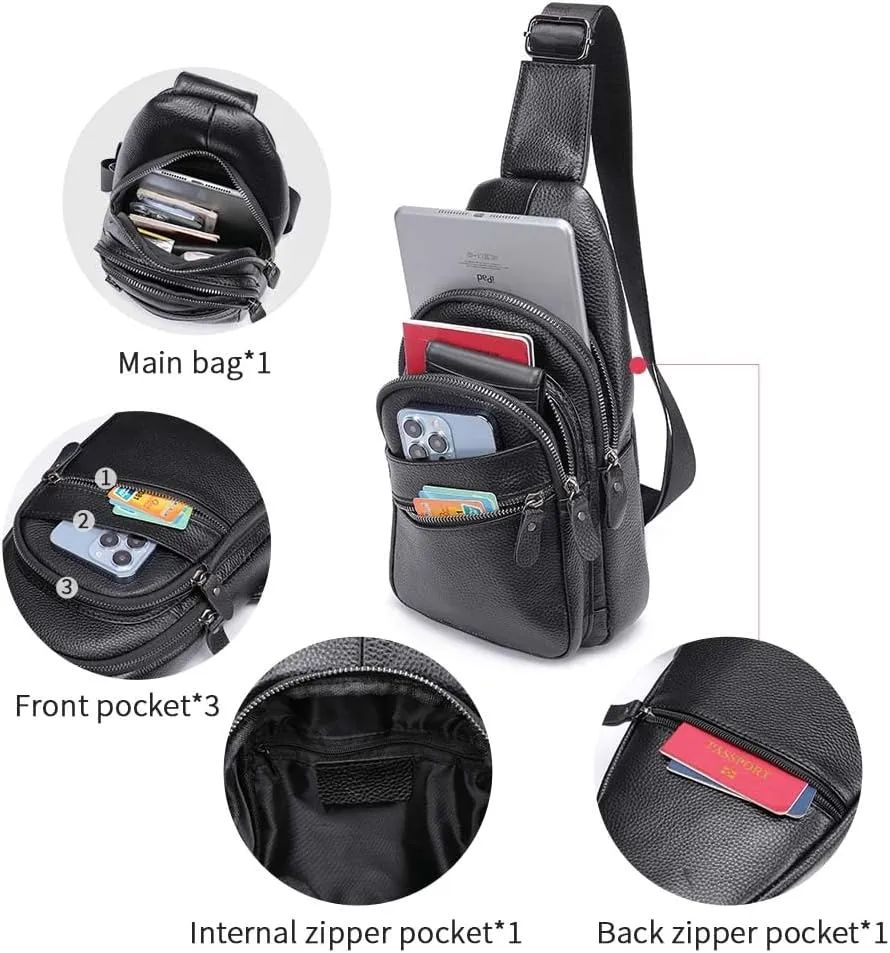 Crossbody Anti-Theft Sling Bag for Men Women,Casual Shoulder Backpack Waterproof Chest Daypack with USB Charging Hole (BLACK3)