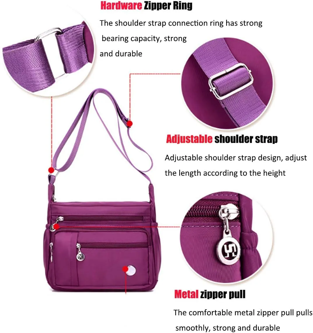 Crossbody Bag for Women Waterproof Shoulder Bag Messenger Bag Casual Nylon Purse Handbag Large