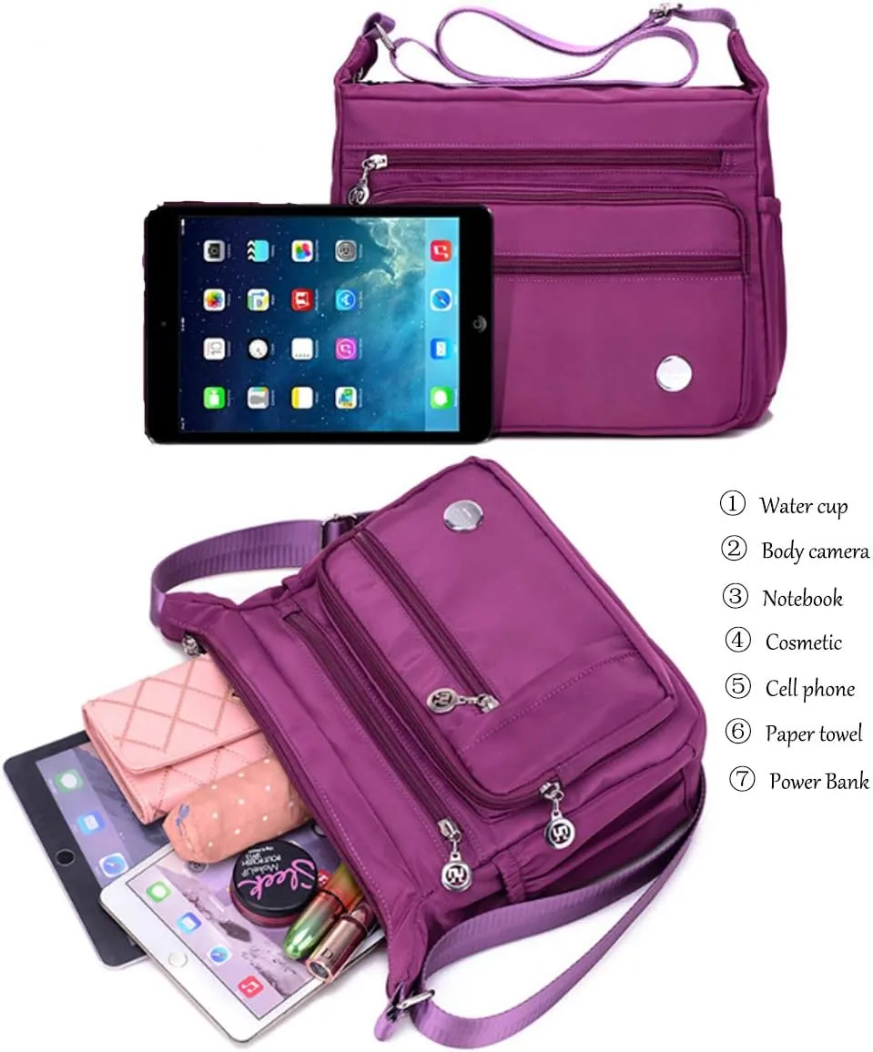 Crossbody Bag for Women Waterproof Shoulder Bag Messenger Bag Casual Nylon Purse Handbag Large