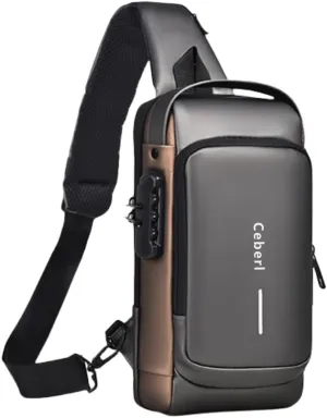 Crossbody Sling Bag for Men Women,Anti-Theft Shoulder Backpack Waterproof Chest Daypack with USB Charging Hole (Grey)