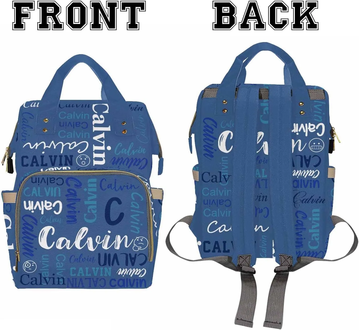 Custom Diaper Bag Backpack Monogram Artwork Name Nylon?Handbag with Name Waterproof for Men Women Personalized Name Nappy Bags Large Capacity for Mom Dad Birthday Baby Shower