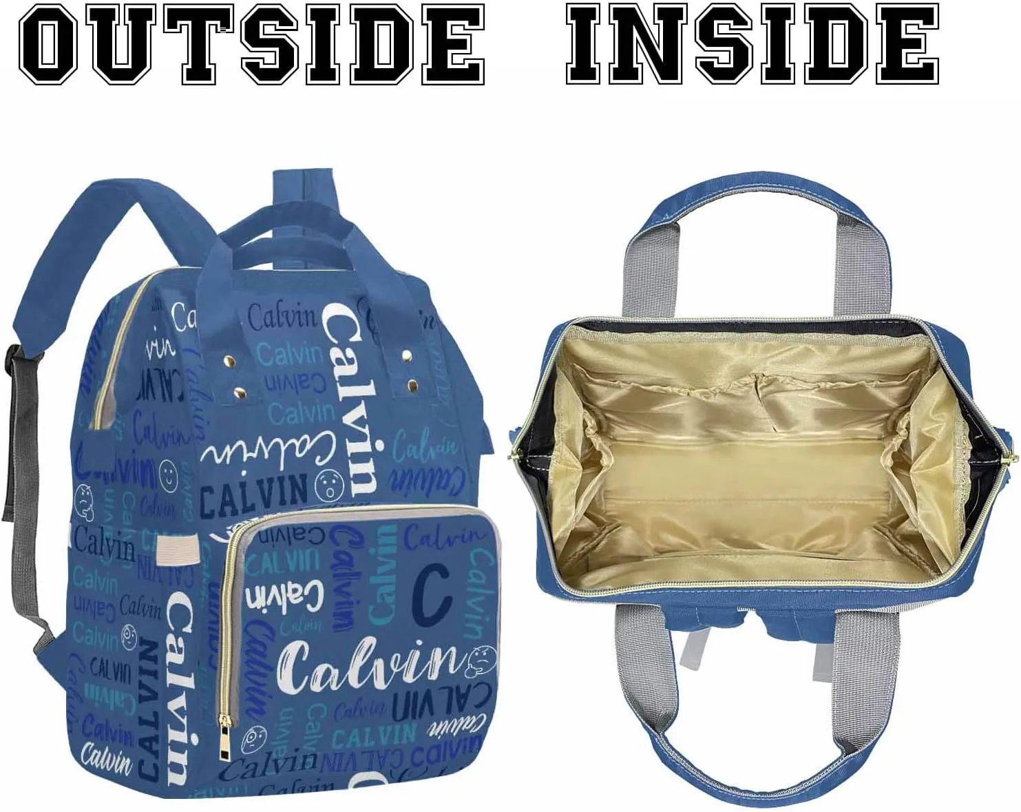 Custom Diaper Bag Backpack Monogram Artwork Name Nylon?Handbag with Name Waterproof for Men Women Personalized Name Nappy Bags Large Capacity for Mom Dad Birthday Baby Shower