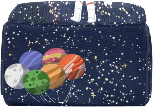 Custom Name Diaper Bag Backpack Astronaut Holding Planet Balloon Clear Up Clutter: Big Capacity Waterproof Bag with Extra Compartments