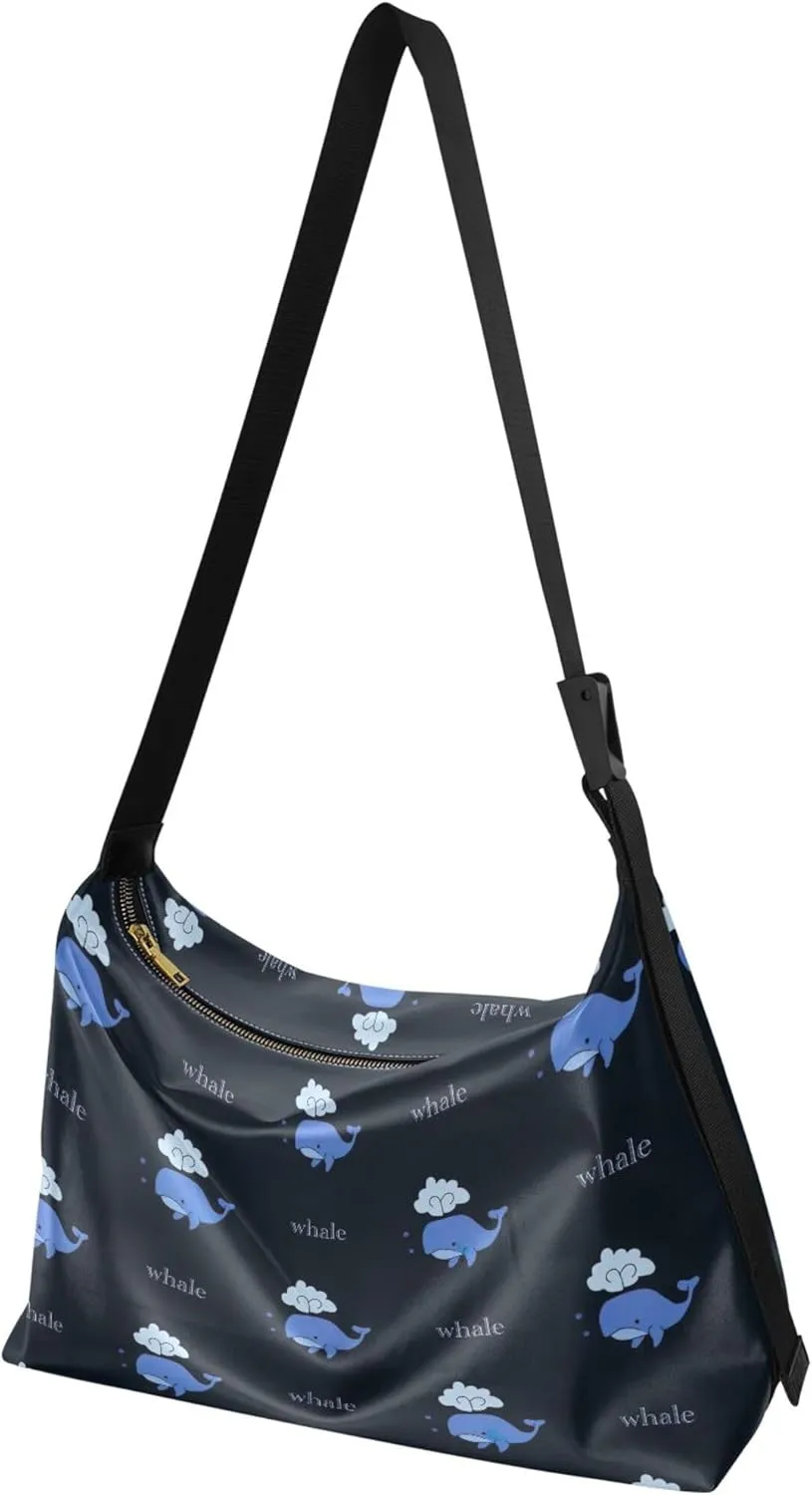 Cute Frog Heads Green White Leather Hobo Purses for Women Large Crossbody Bag Animal Print Crossbody Hobo Handbag