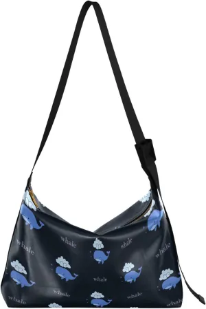 Cute Frog Heads Green White Leather Hobo Purses for Women Large Crossbody Bag Animal Print Crossbody Hobo Handbag