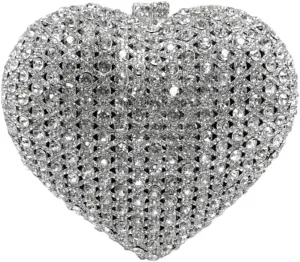 Cute Heart Shape Crystal Clutch Purse Mini Handbag Rhinestone Evening Bag Wedding Party Evening Clutch Bag