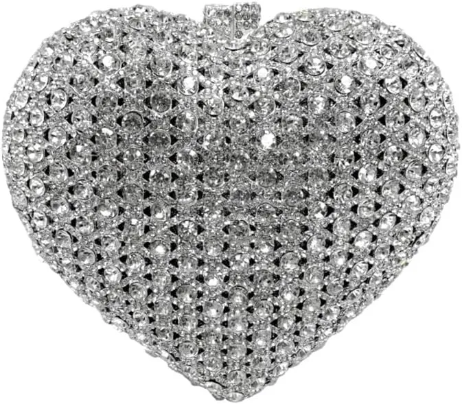Cute Heart Shape Crystal Clutch Purse Mini Handbag Rhinestone Evening Bag Wedding Party Evening Clutch Bag