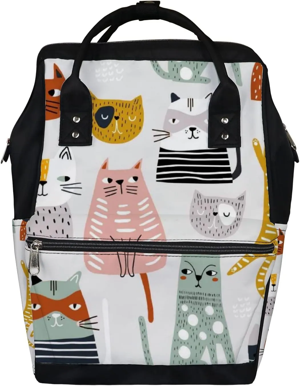 Cute Kawaii Colorful Cats Diaper Bag Backpack, waterproof backpack Baby Nappy Changing Bags Laptop Backpack for Travel, Large Capacity, Durable and Stylish for Woman and Men.