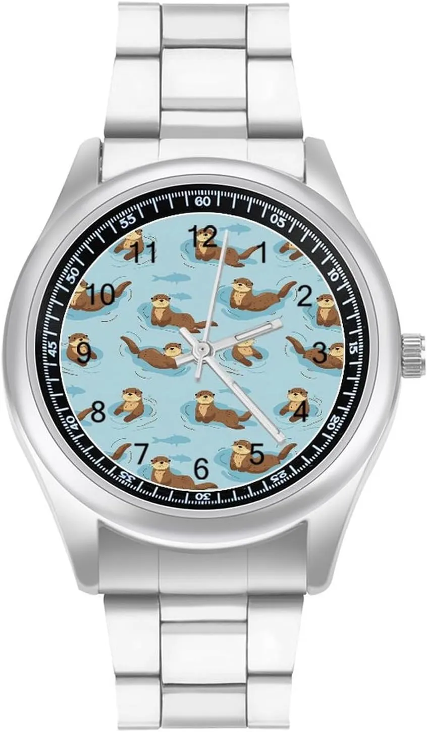 Cute Ocean Otters Fashion Classic Wrist Watches for Men Casual Business Dress Watch Unisex