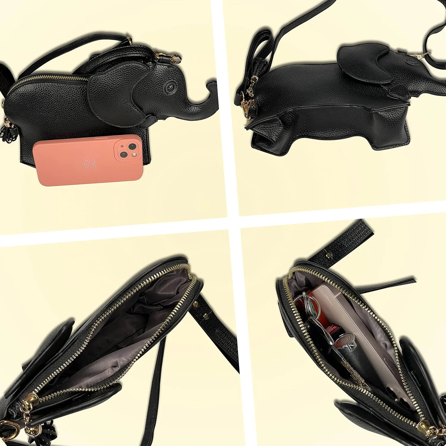Cute PU Leather Shoulder Bag Fashion Elephant Purse Novelty Animal Shaped Purse Elephant Gifts for Women