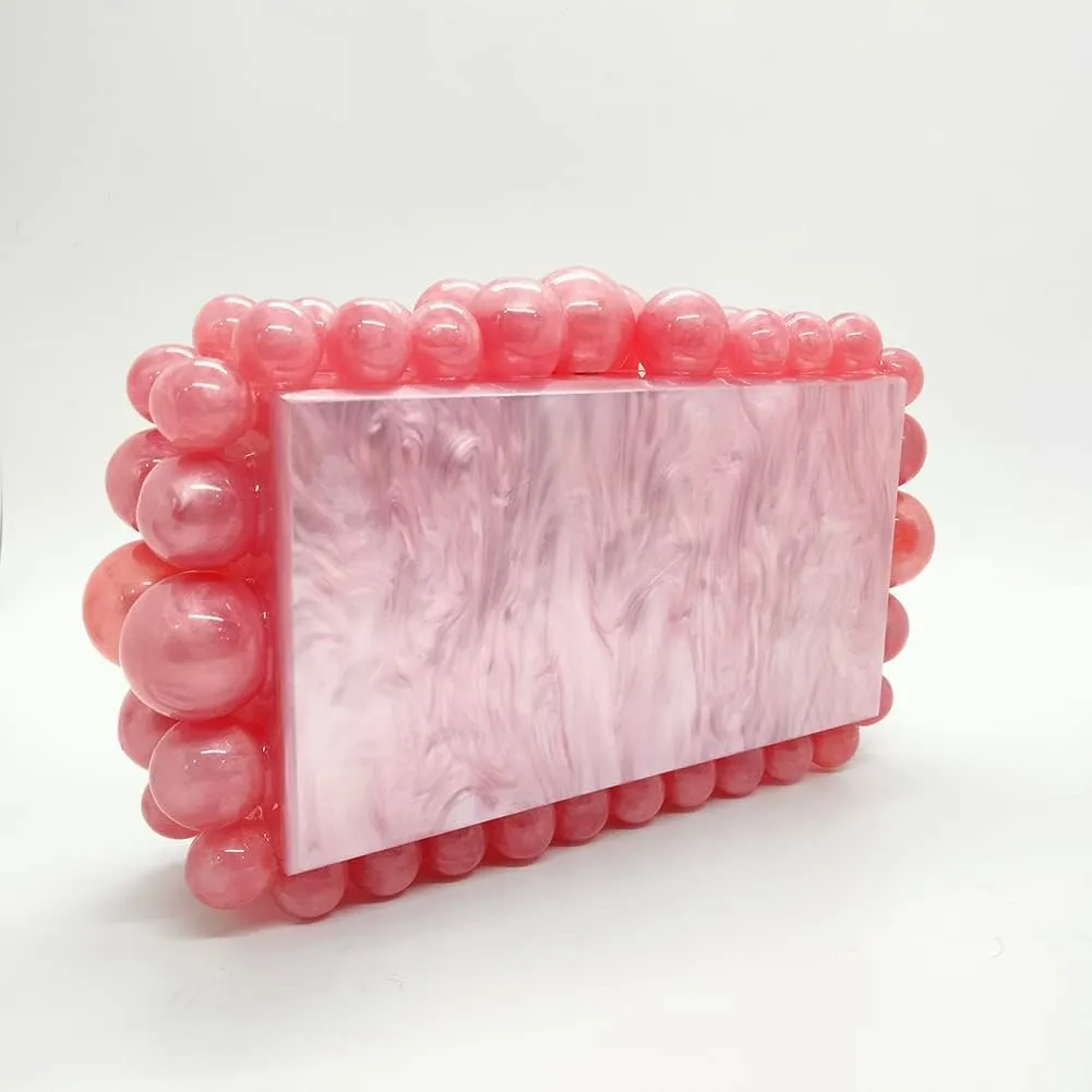CUXVA Acrylic Evening Clutch Bag for Women Glitter Marble Purse Handbag for Wedding Party Prom