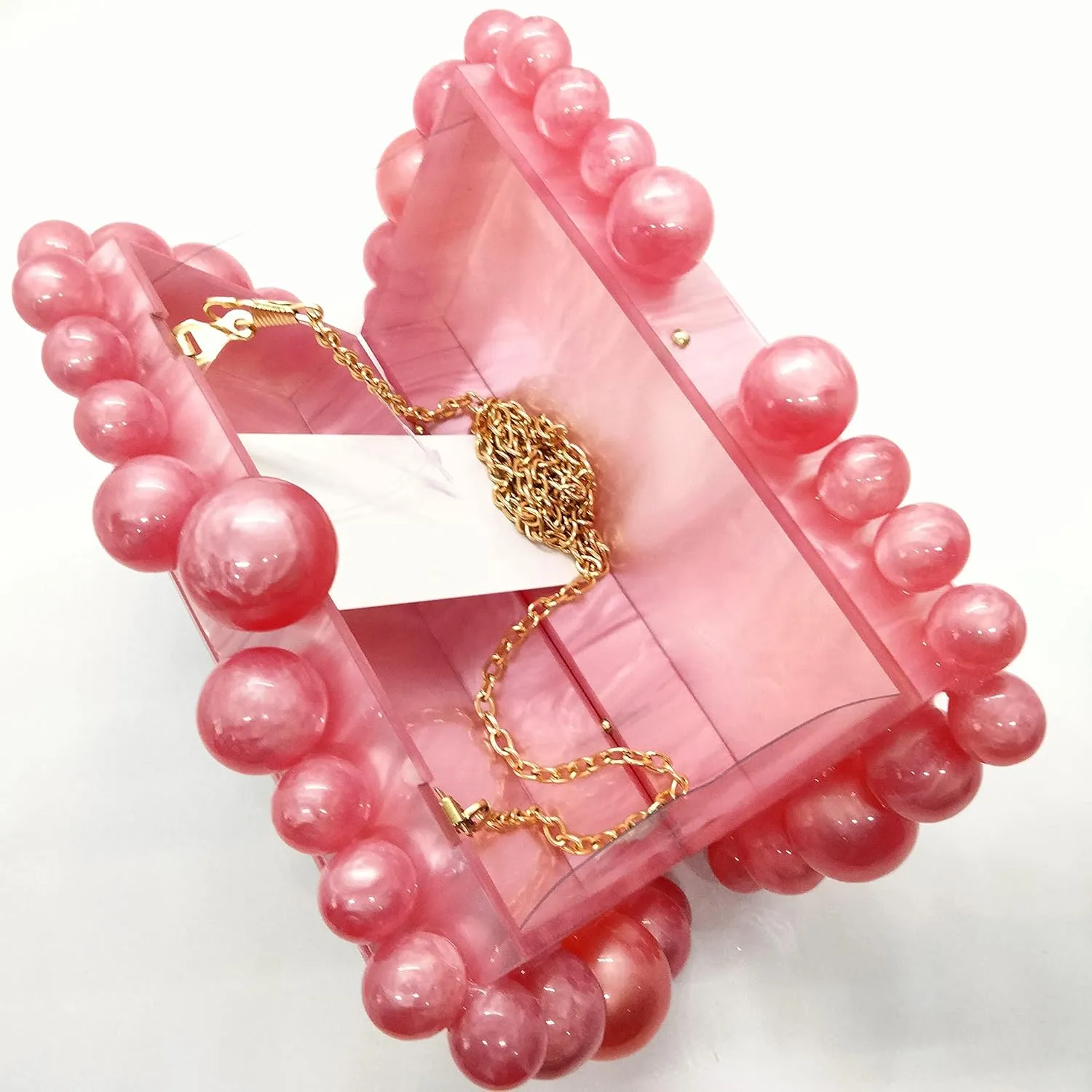 CUXVA Acrylic Evening Clutch Bag for Women Glitter Marble Purse Handbag for Wedding Party Prom