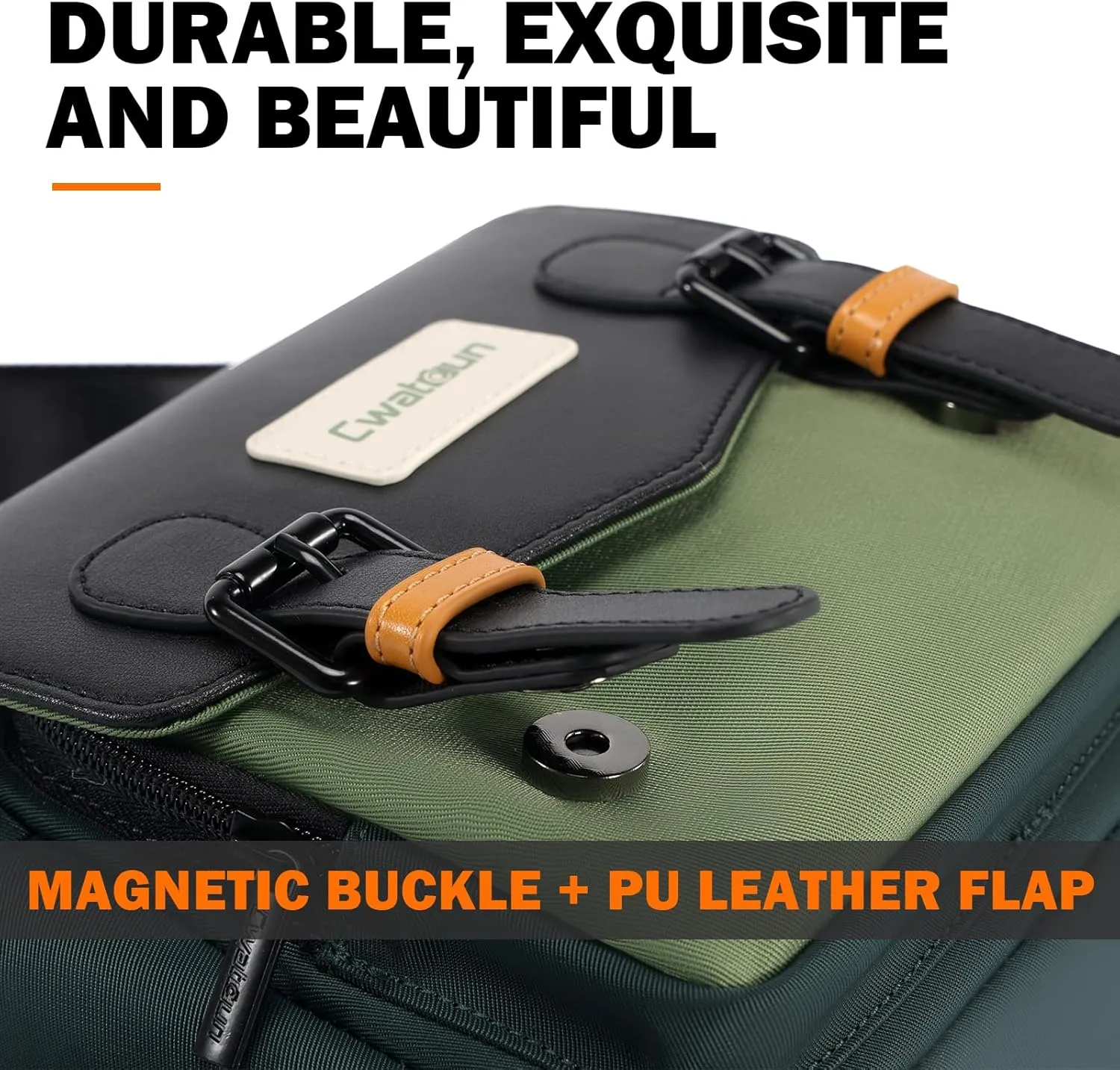 Cwatcun Camera Bag, Waterproof Flap Camera Crossbody Shoulder Messenger Case with Tripod Holder, Travel Photography Bag for Canon, Nikon, Sony, Fuji DSLR/SLR/Mirrorless Camera, Lens - Green, S