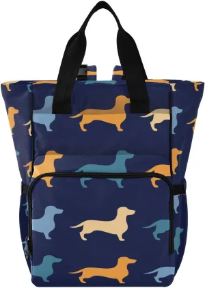 Dachshund Dogs Diaper Bag Backpack for Baby Boys Girls Multifunction Baby Essentials Travel Tote with Stroller Straps & Bottle Storage Maternity Baby Changing Bags for Shopping Hiking Traveling