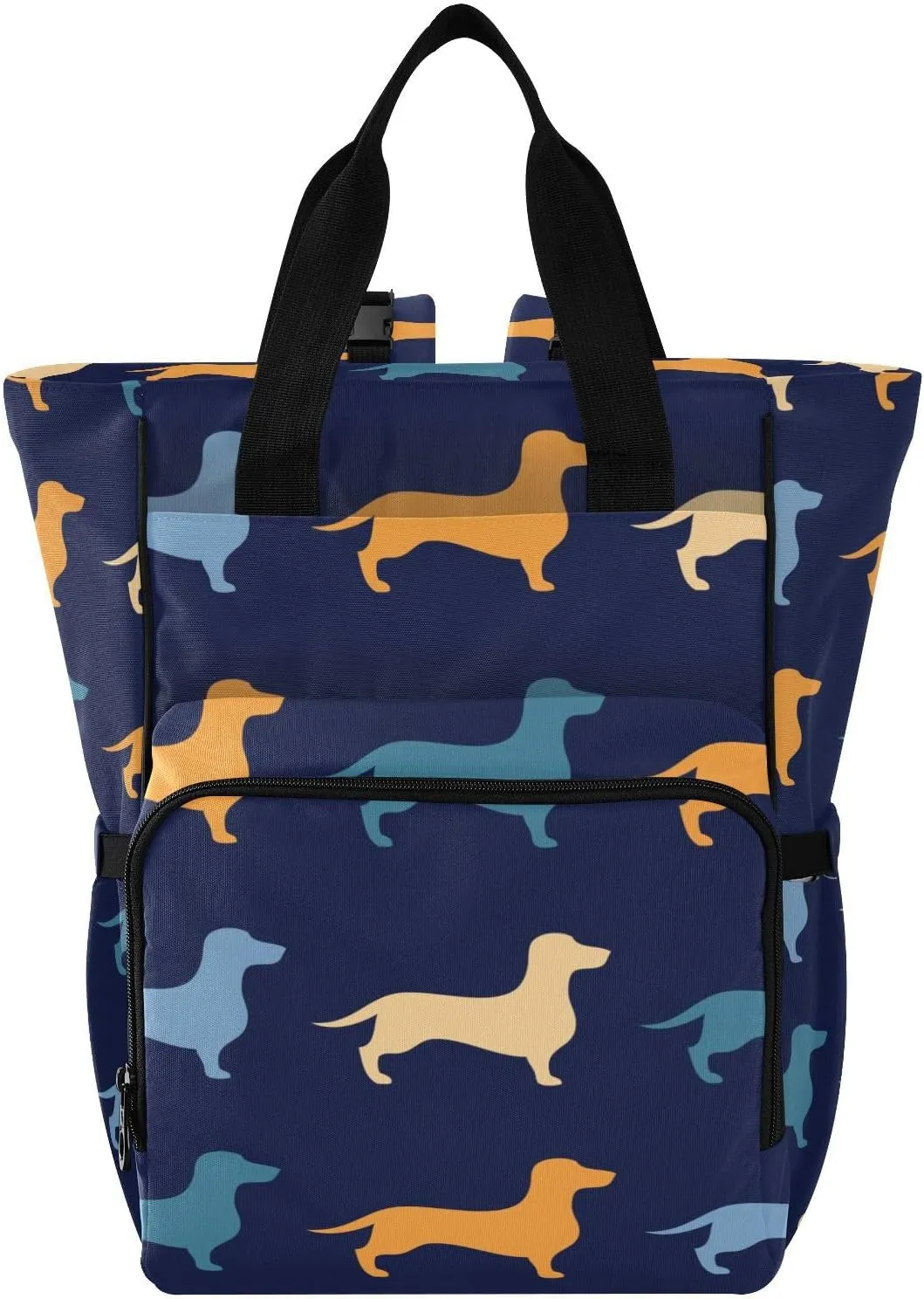 Dachshund Dogs Diaper Bag Backpack for Baby Boys Girls Multifunction Baby Essentials Travel Tote with Stroller Straps & Bottle Storage Maternity Baby Changing Bags for Shopping Hiking Traveling