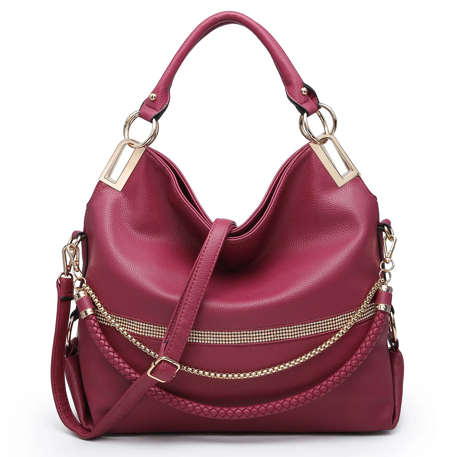Dasein Gold-Tone Quilted Trendy Hobo Bag with Multi Shoulder Straps (7350)