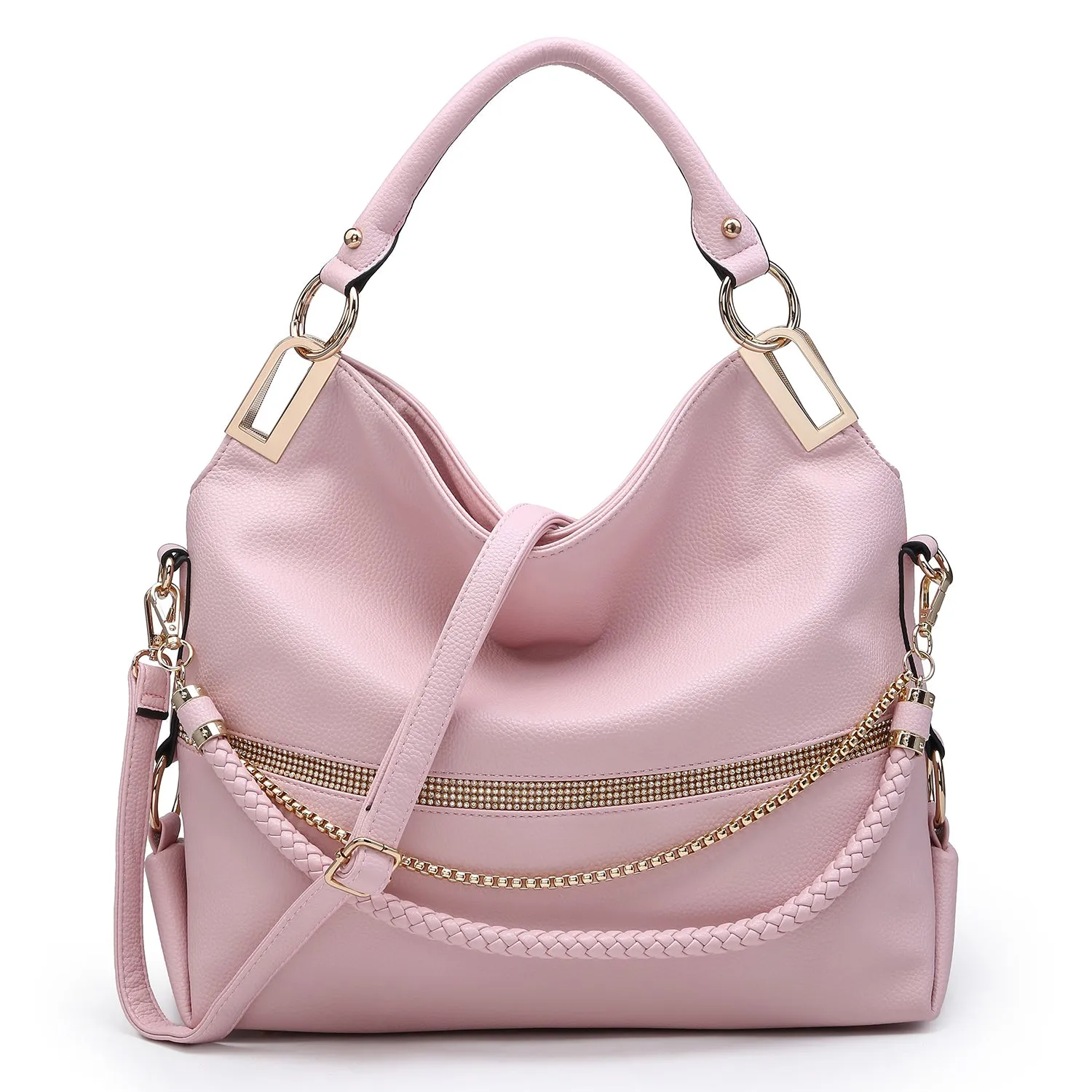 Dasein Gold-Tone Quilted Trendy Hobo Bag with Multi Shoulder Straps (7350)
