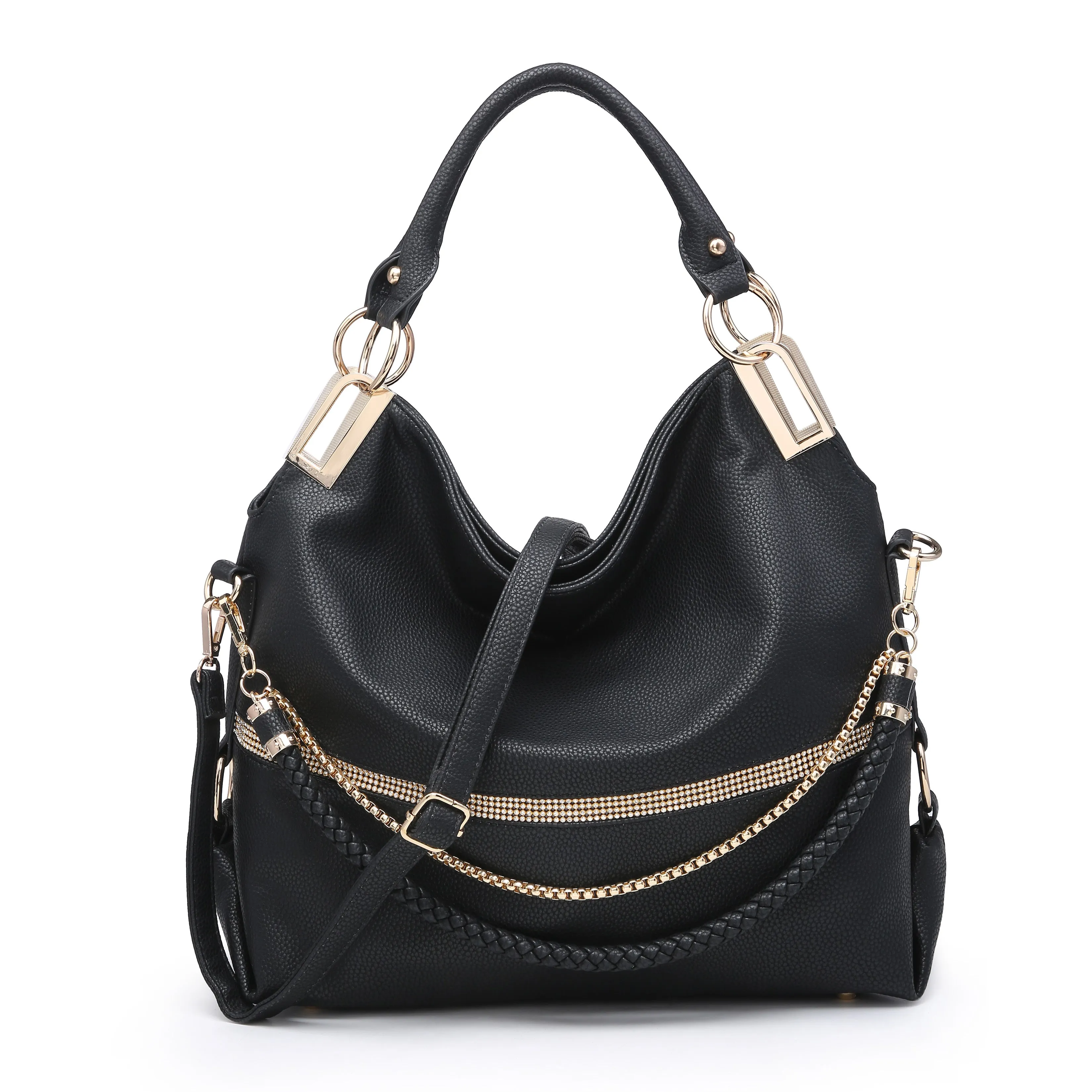 Dasein Gold-Tone Quilted Trendy Hobo Bag with Multi Shoulder Straps (7350)