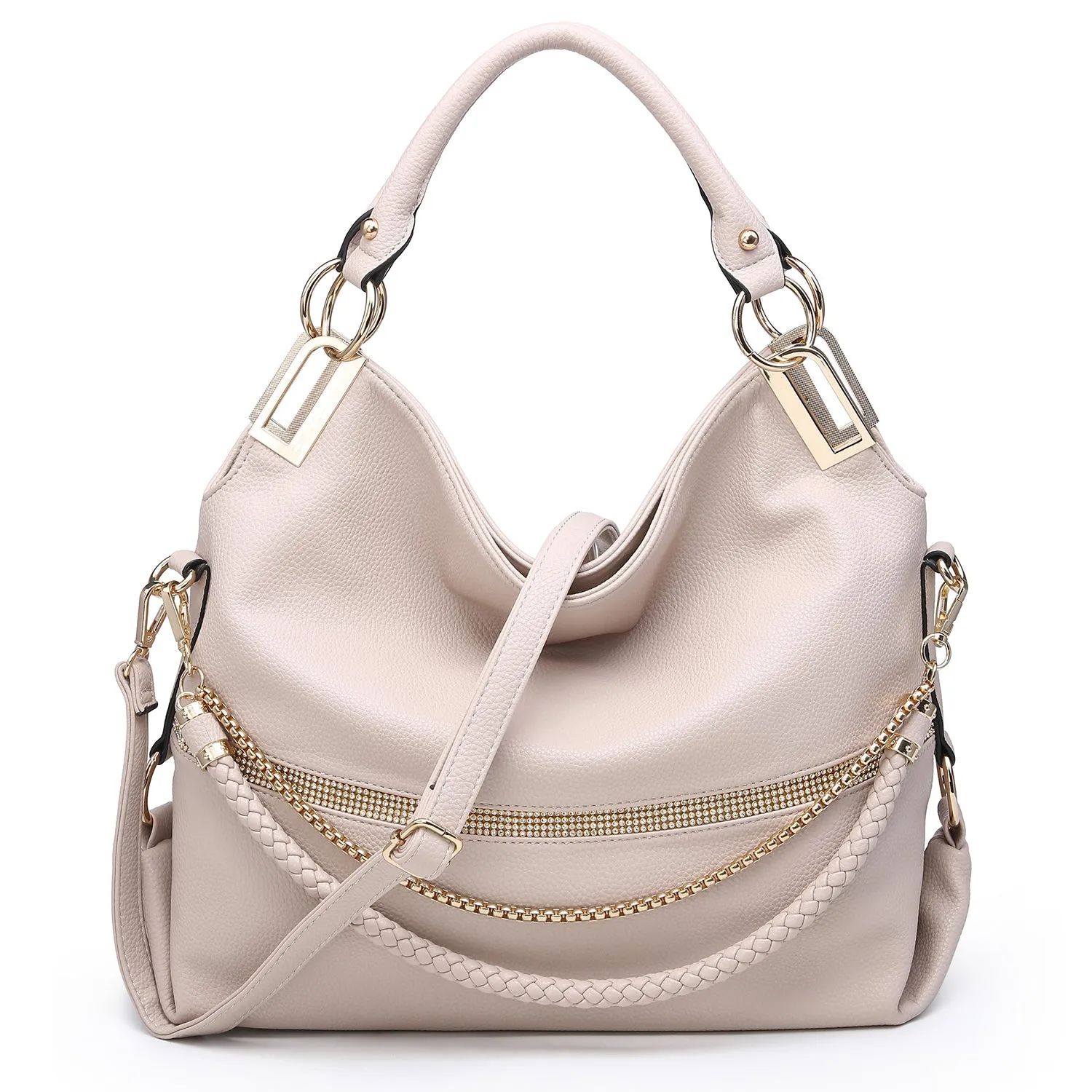 Dasein Gold-Tone Quilted Trendy Hobo Bag with Multi Shoulder Straps (7350)