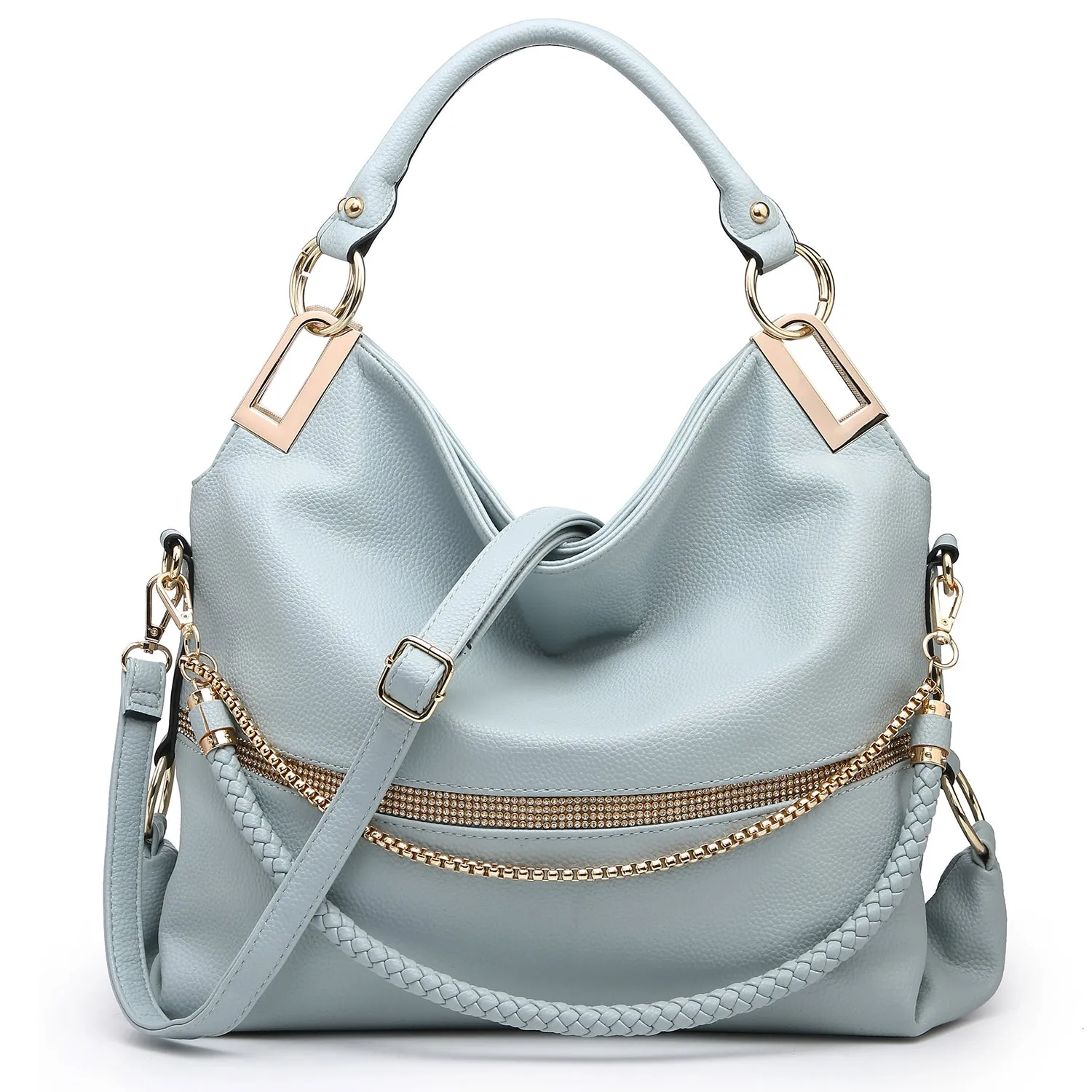 Dasein Gold-Tone Quilted Trendy Hobo Bag with Multi Shoulder Straps (7350)