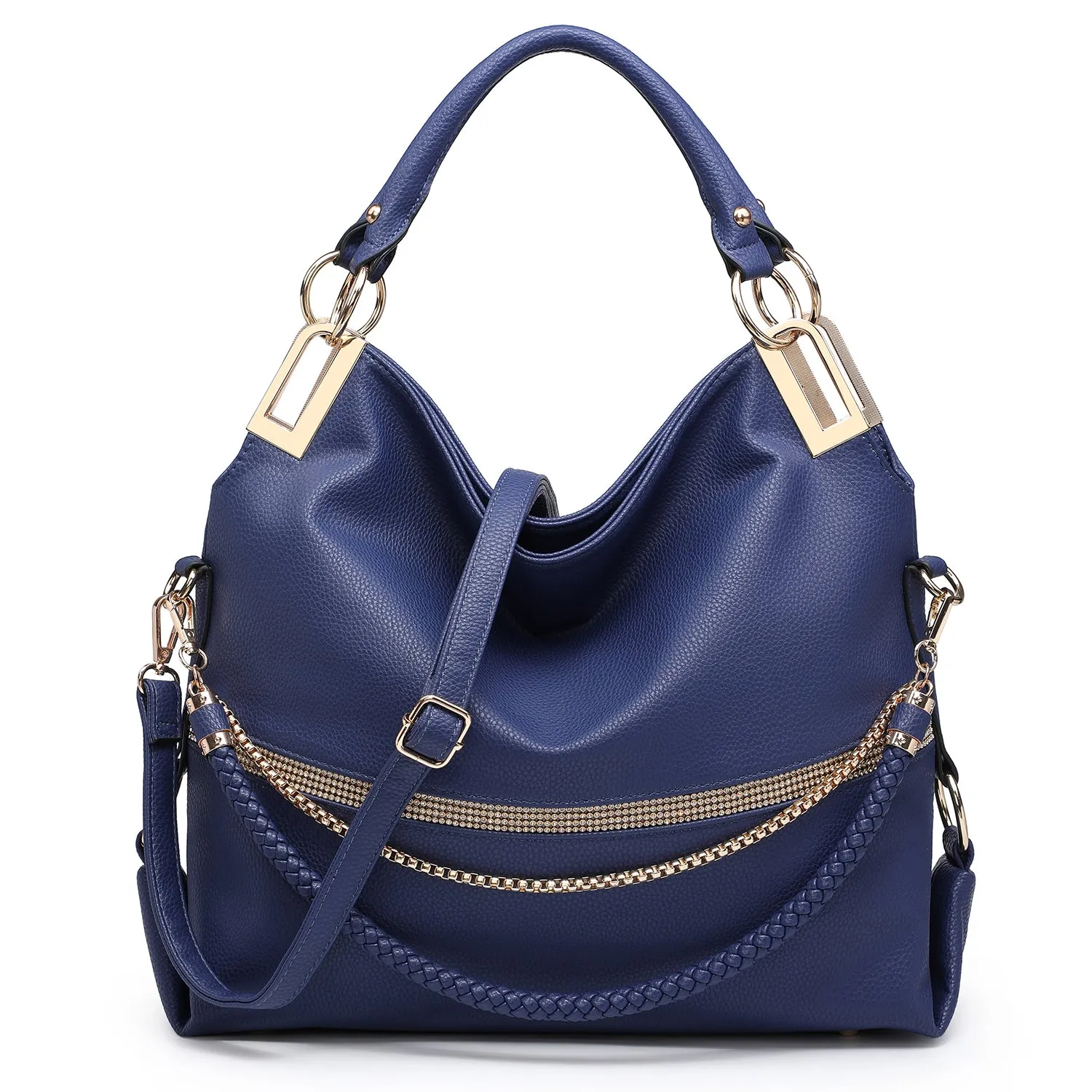 Dasein Gold-Tone Quilted Trendy Hobo Bag with Multi Shoulder Straps (7350)