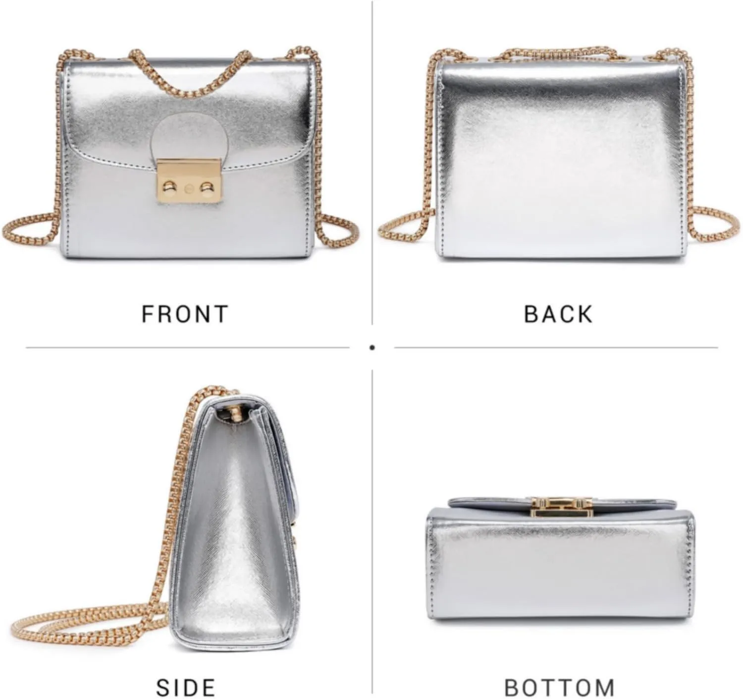 Dasein Women Small Crossbody Bag Designer Evening Bag Clutch Purse Handbag for Wedding/Prom/Party with Double Chain Strap