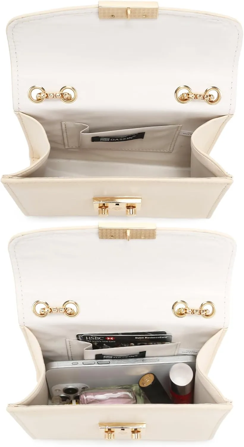 Dasein Women Small Crossbody Bag Designer Evening Bag Clutch Purse Handbag for Wedding/Prom/Party with Double Chain Strap