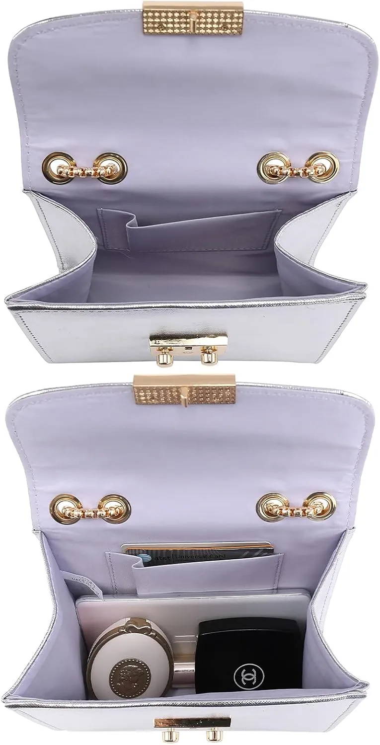 Dasein Women Small Crossbody Bag Designer Evening Bag Clutch Purse Handbag for Wedding/Prom/Party with Double Chain Strap