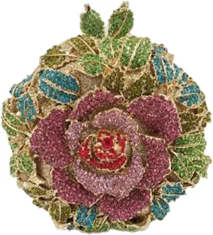 Dazzling Round Shape Rose Flower Evening Bag Elegant Clutch Purses for Women Formal Wedding Party Cocktail Handbags