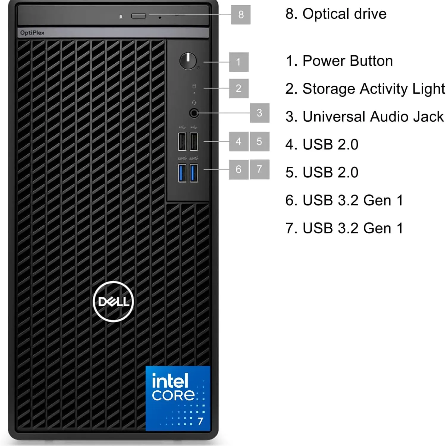 Dell Optiplex 7010 Tower Business Desktop, Intel i7-12700K Processor (up to 5.0 GHz), Intel UHD 770 Graphics, 32GB RAM, 1TB PCIe SSD, DVD-RW, DP Port, HDMI, Wi-Fi   Bluetooth, Windows 11 Pro