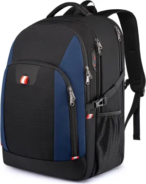 Della Gao Travel Laptop Backpack, Anti Theft Backpack for Men and Women with USB Charging Port Business Computer Backpack Bag (Black Blue, 18.4 Inch)