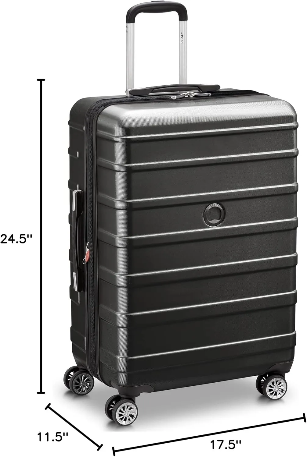DELSEY PARIS Margot Hardside Luggage, Dual Wheel Spinners for Smooth Travel, Expandable with Spacious & Organizable compartments, Men and Women, Black, Medium Check-in 24-Inch