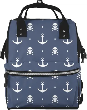 Diaper Bag Backpack Anchors Skull Large Capacity Nappy Bag Waterproof Mummy Bags Multifunction Travel Nappy Bags for Mom Dad Casual Travel Essentials Daypack