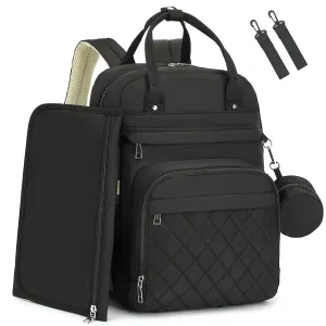 Diaper Bag Backpack, Baby Bag for Mom Dad, 4-in-1 Multi-pocket Large Capacity Waterproof Diaper Backpack with Changing Pad & Stroller Straps & Pacifier Case
