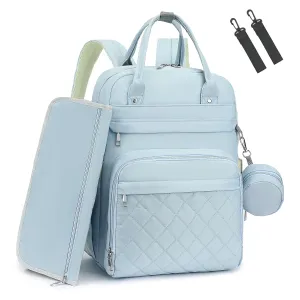 Diaper Bag Backpack, Baby Bag for Mom Dad, 4-in-1 Multi-pocket Large Capacity Waterproof Diaper Backpack with Changing Pad & Stroller Straps & Pacifier Case