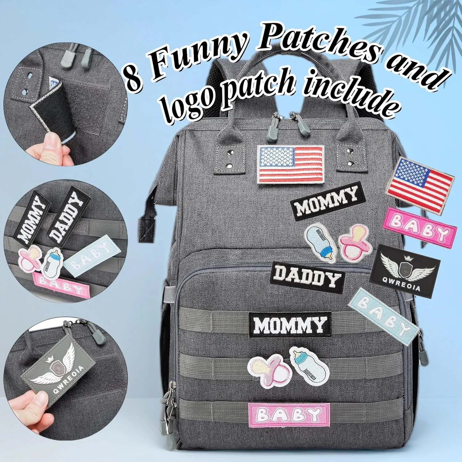 Diaper Bag Backpack for Dad and Mom with USB Charging Port Stroller Straps and Insulated Pocket,army military Travel Nappy Backpack (Dark Grey)