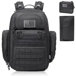 Diaper Bag Backpack for Dad, DBTAC Large Baby Nappy Bag for Men w/Changing Mat, Insulated Wipe Pockets, Stroller Straps, Black