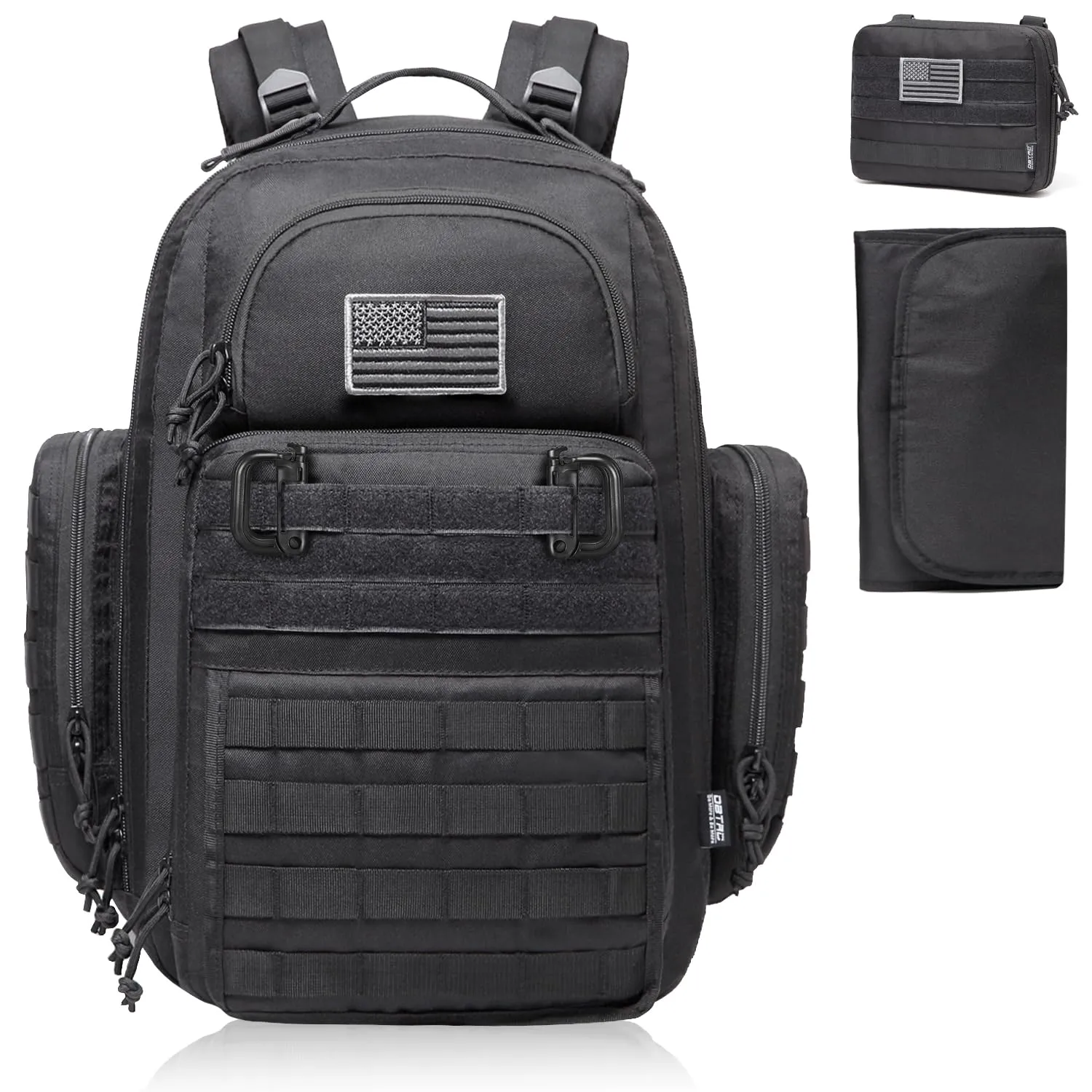 Diaper Bag Backpack for Dad, DBTAC Large Baby Nappy Bag for Men w/Changing Mat, Insulated Wipe Pockets, Stroller Straps, Black