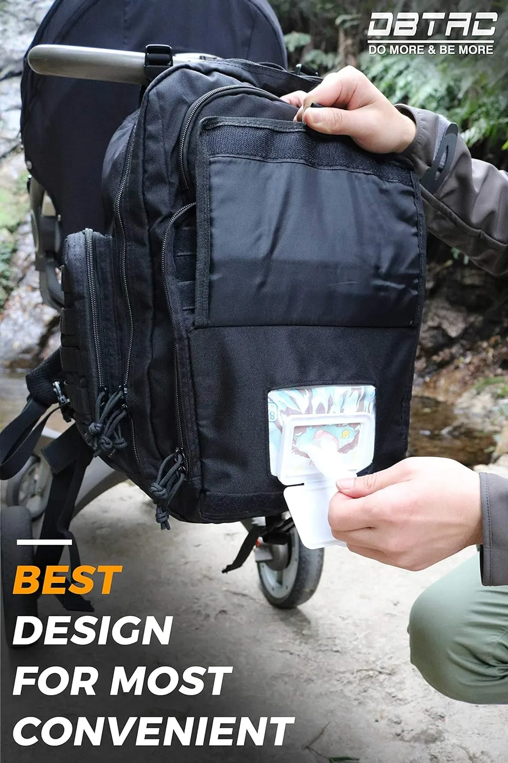 Diaper Bag Backpack for Dad, DBTAC Large Baby Nappy Bag for Men w/Changing Mat, Insulated Wipe Pockets, Stroller Straps, Black